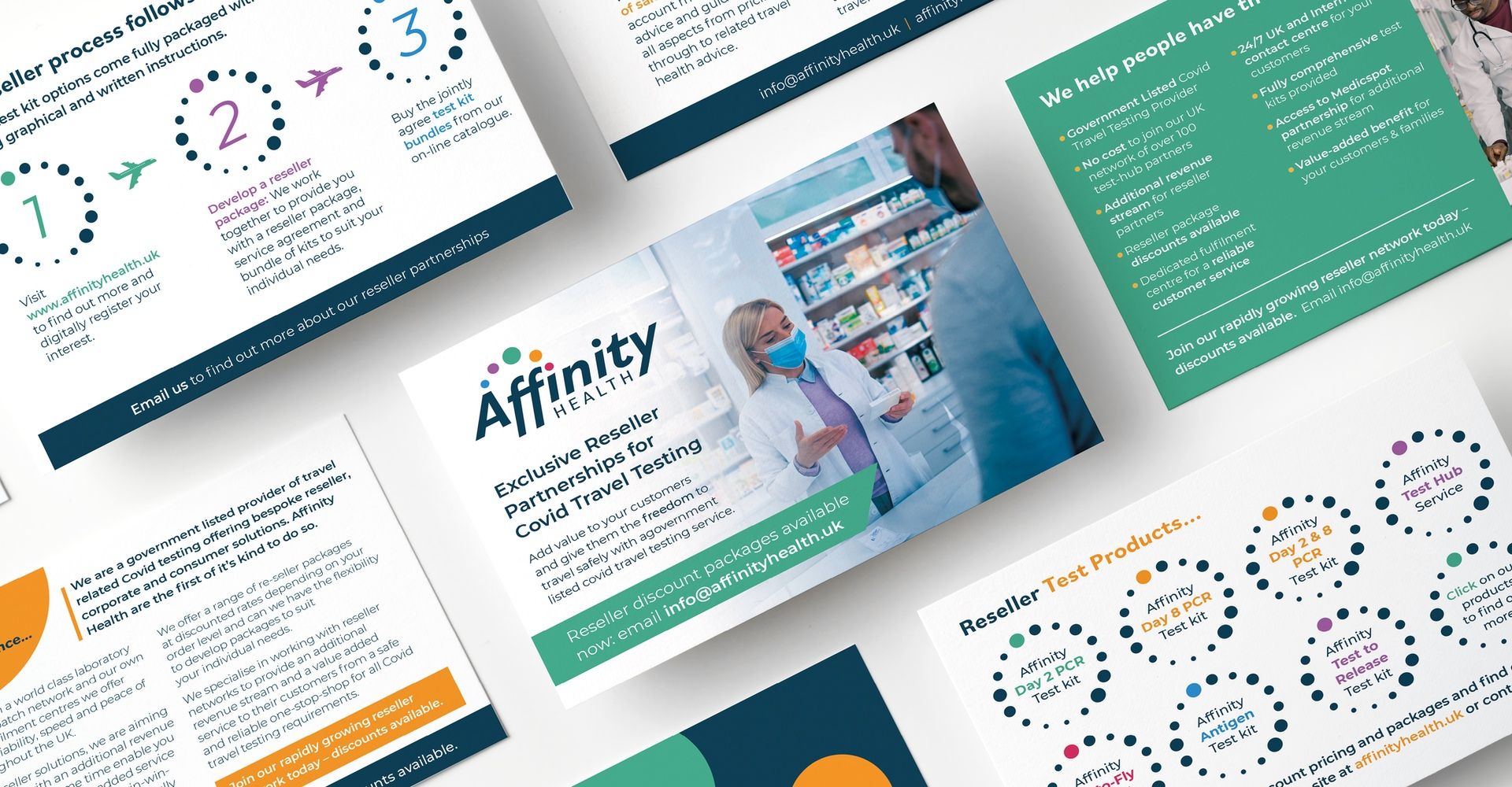 Collage of Affinity Health pages from brochure/website.