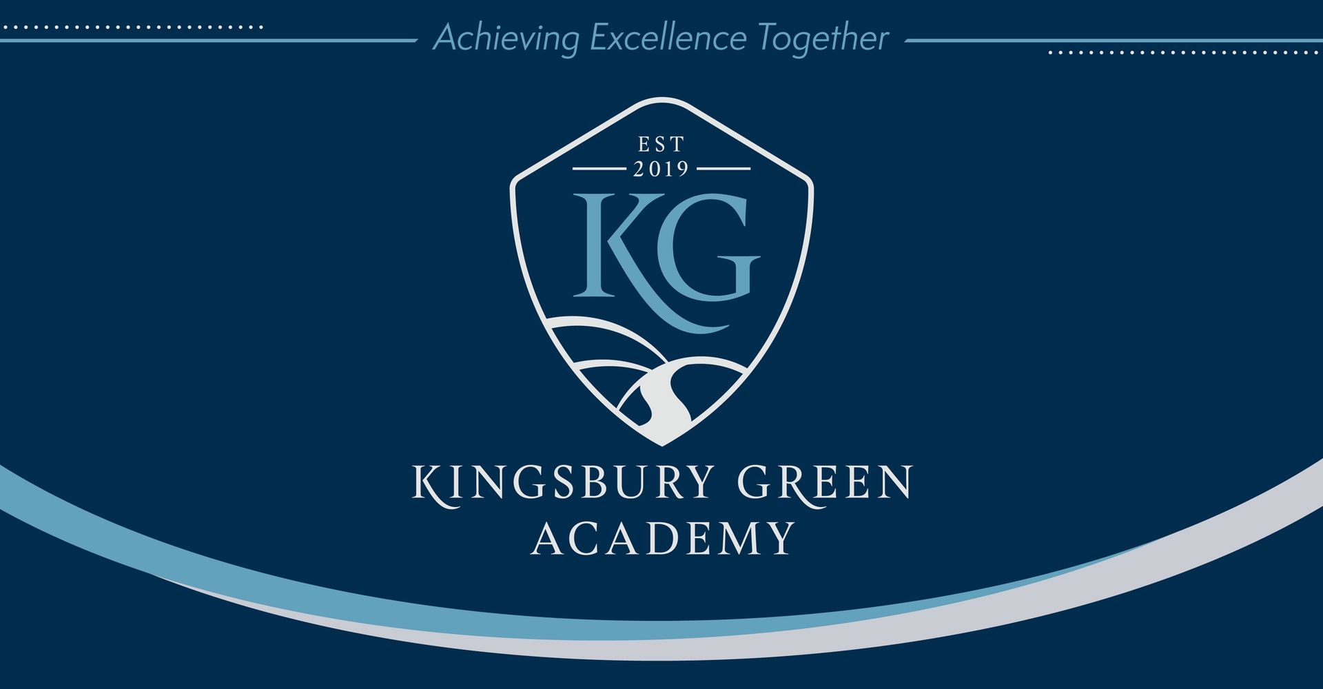 Kingsbury Green Academy logo on dark blue background.